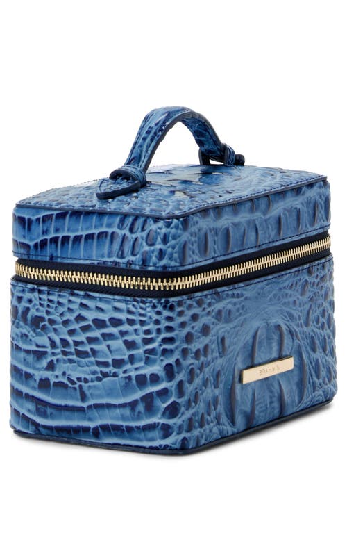 Shop Brahmin Small Charmaine Croc Embossed Leather Train Case In Blue Serenade