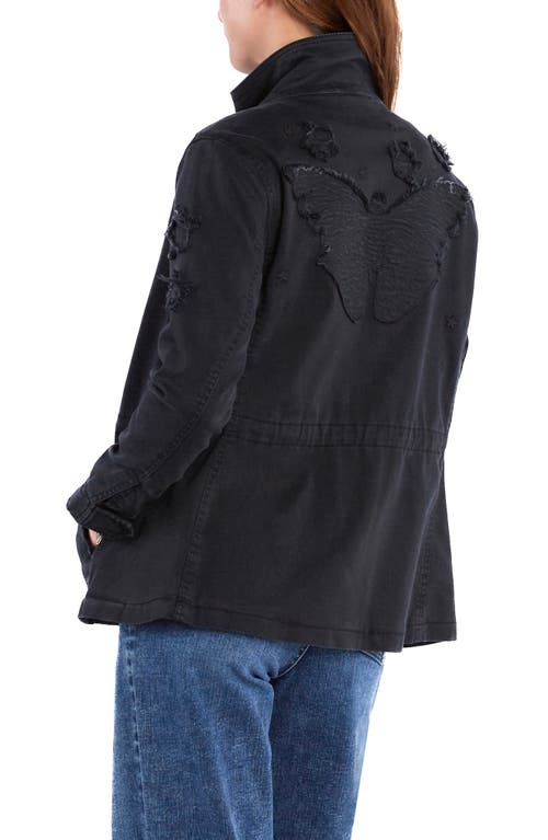 Billy T Butterfly Embroidery Cotton Blend Jacket In Almost Black