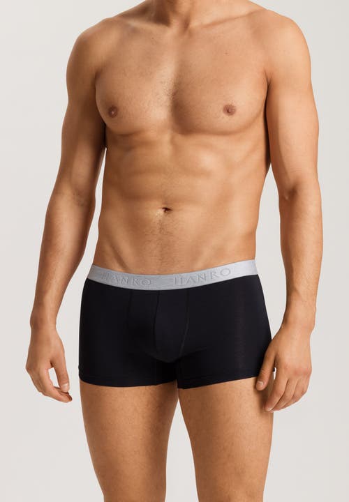 Shop Hanro Cotton Essentials Boxer Brief 2pk In Laurel/black