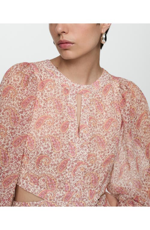 Shop Mango Paisley Long Sleeve Dress In Pastel Pink