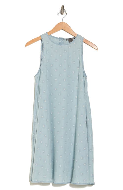 Shop Chelsea And Theodore Star Print Sleeveless Tencel® Lyocell Trapeze Dress In Star Print/light Wash