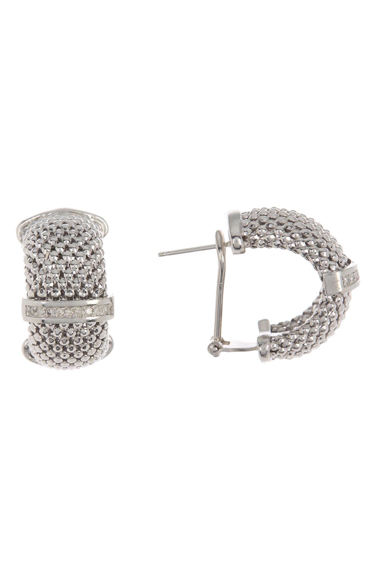 Meshmerise Diamond Mesh French Clip Earrings In White