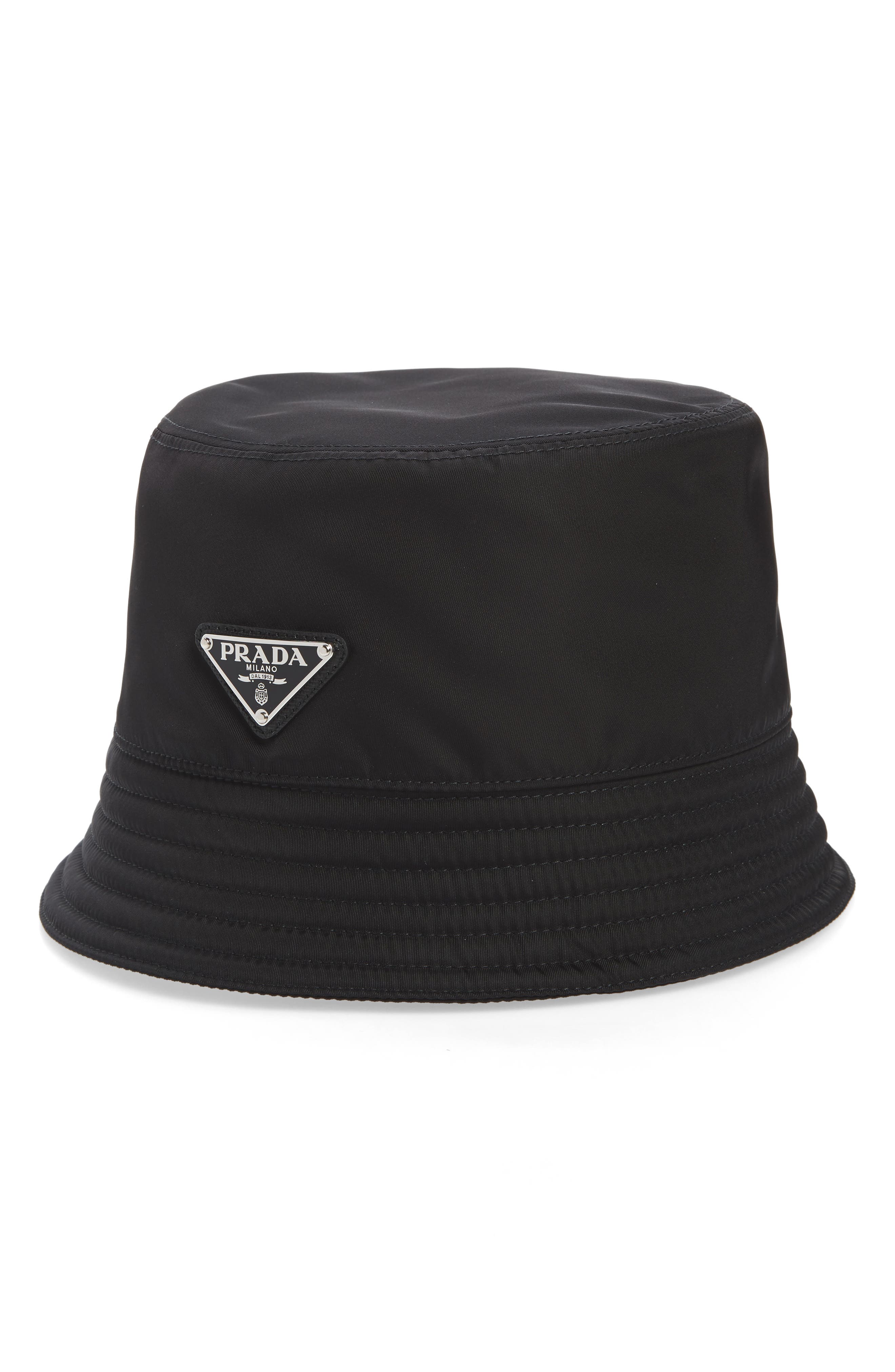 prada black bucket hat