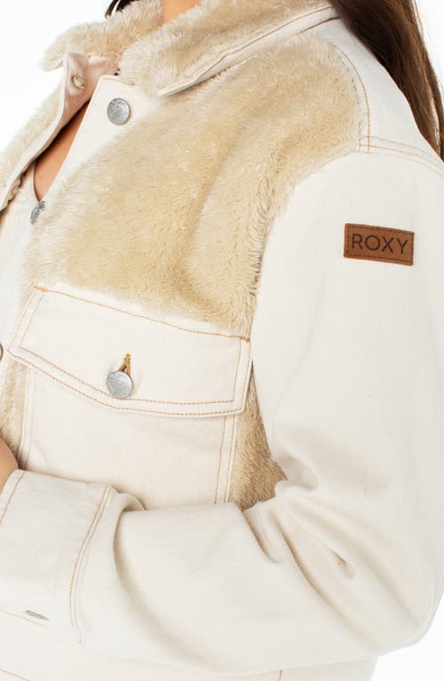 ROXY ROXY NO WOKKAS MIXED MEDIA FAUX FUR TRUCKER JACKET 