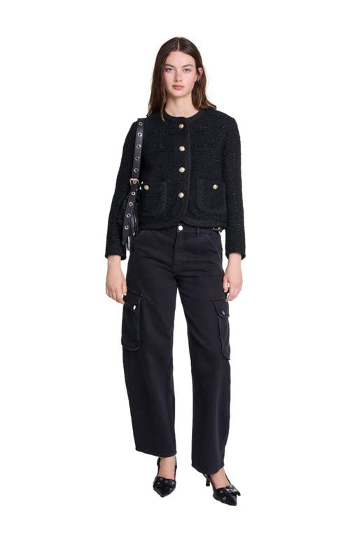 Shop Maje Short Tweed Jacket In Black