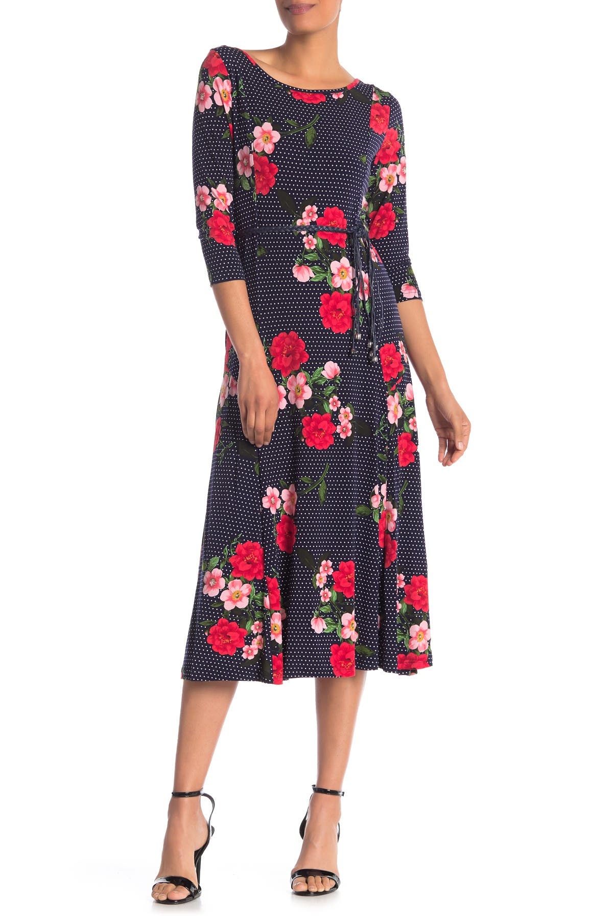 Nina Leonard | 3/4 Sleeve Print Dress | Nordstrom Rack