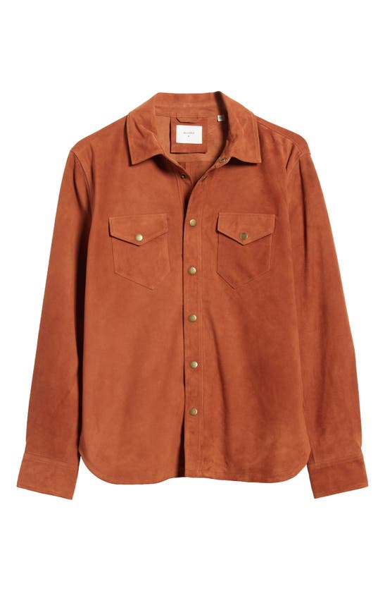 Shop Billy Reid Suede Snap Front Work Shirt In Cinnamon