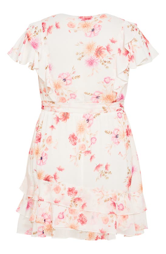 Shop City Chic Floral Print Ruffle Sleeve Dress In Ivory Patrice Bloom