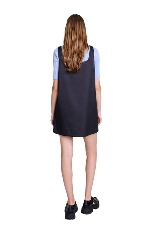 Shop Maje Satin Pinafore Dress In Black