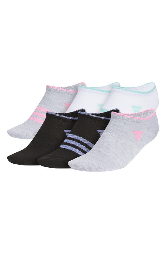 Adidas Originals Kids' Superlite 3.0 No-show Socks In White/ Aqua/ Pink