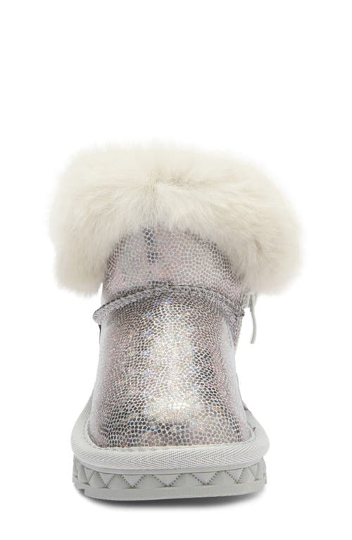 Doe A Dear Kids' Faux Fur Trim Glitter Boot In Silver