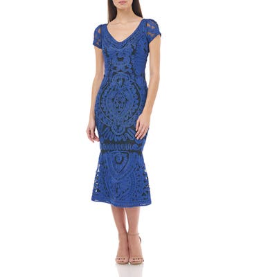 Js Collections Soutache Trumpet Dress, Blue