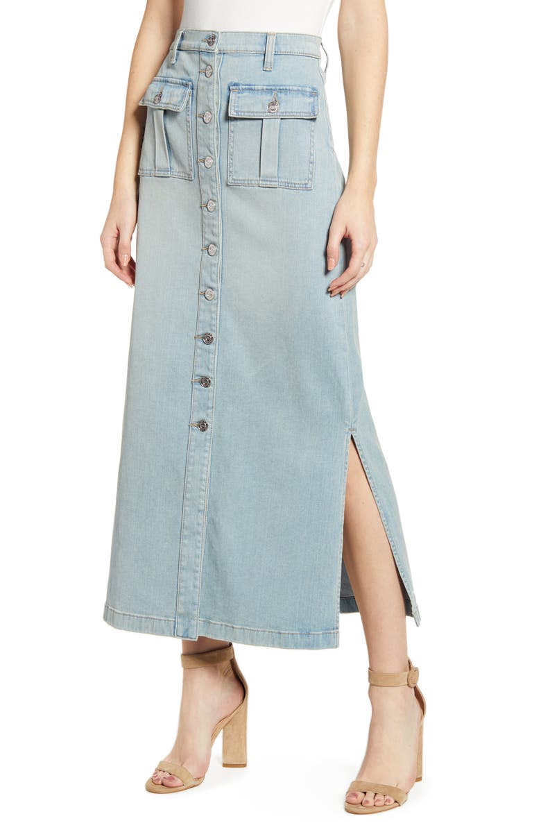 The Surfview Denim Maxi Skirt, Main, color, BLUE WAVE