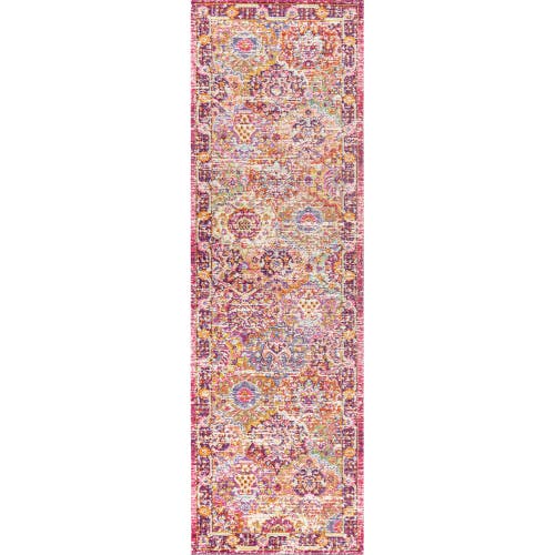 Jonathan Y Flori Bohemian Medallion Deep Fuchsia Area Rug In Deep Fuchsia