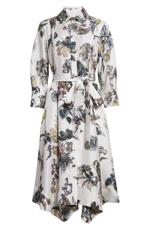 Shop Jason Wu Collection Forest Floral Silk Twill Shirtdress In Chalk Multi