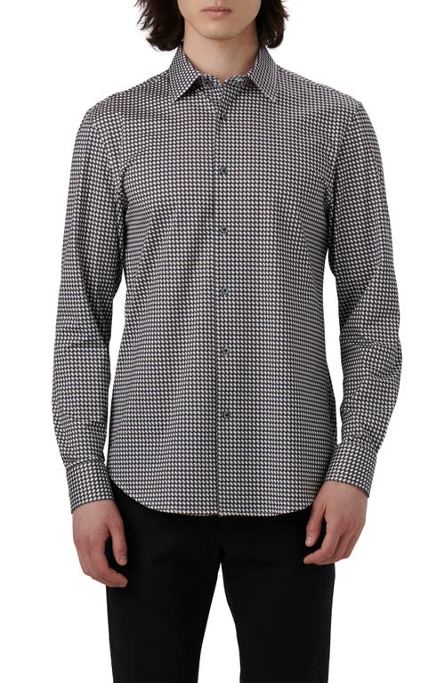 Bugatchi James OoohCotton Houndstooth Button-Up Shirt in Chalk at Nordstrom, Size X-Large