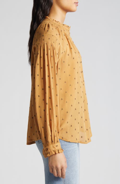 Wit & Wisdom Smocked Print Top In Caramel Latte/black