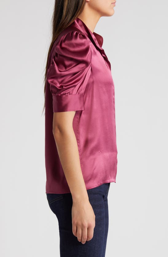 Shop Frame Gillian Silk Button-up Shirt In Dragon Fruit