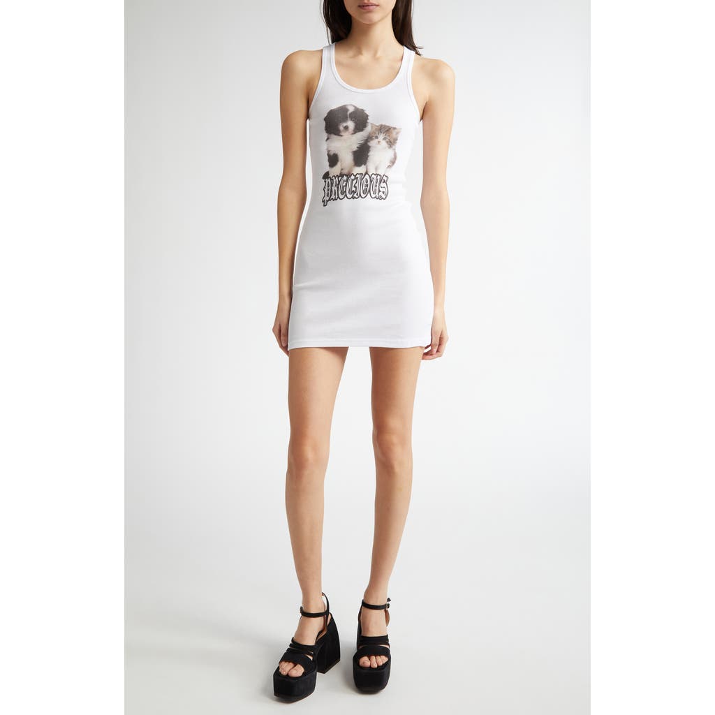 Ashley Williams Puppy Rib Cotton Tank Dress in White