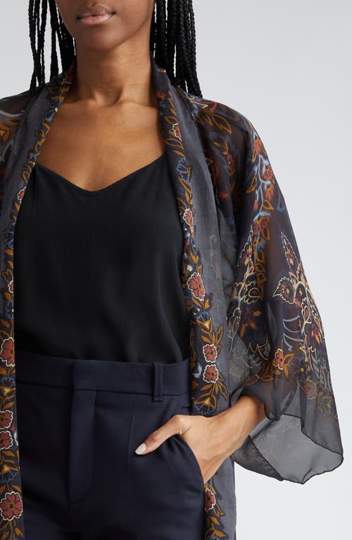 Shop Etro Paisley Sheer Silk Ruana In Print Black