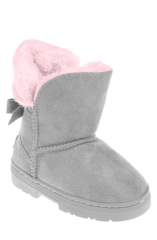 Bebe Kids' Bow Shaft Faux Shearling Lined Cold Weather Boot In Gray Multi