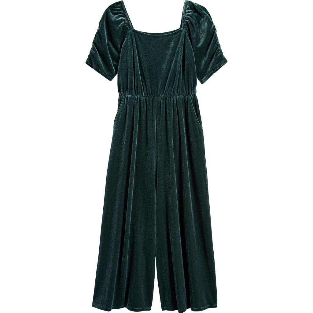 Shop Nordstrom Kids' Stretch Velour Romper In Green Park