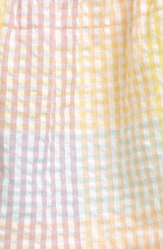 Shop Tucker + Tate Colorblock Tiered Cotton Seersucker Dress & Bloomers In Yellow Finch Picnic Plaid