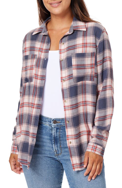 C & C California Ariana Plaid Button-Up Shirt in Ombre Blue