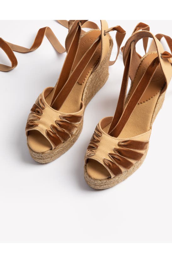 Shop Penelope Chilvers Catalina Dali Espadrille Wedge In Honey/ Gold