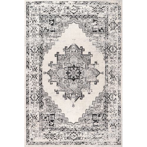 Shop Jonathan Y Inigo Cottage Medallion Area Rug In Dark Gray/cream