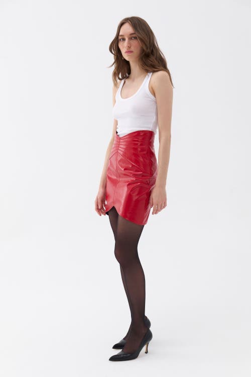 Shop Nocturne Faux Patent Leather Mini Skirt In Red