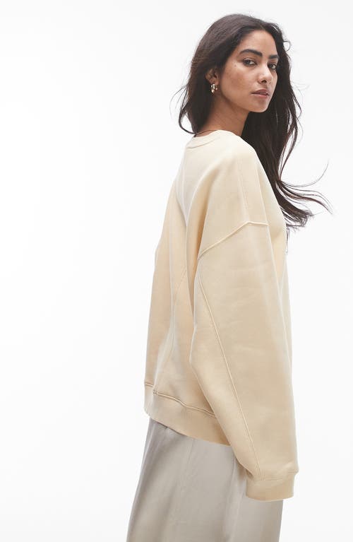 Shop Topshop Premium Seam Cotton Blend Sweatshirt In Beige