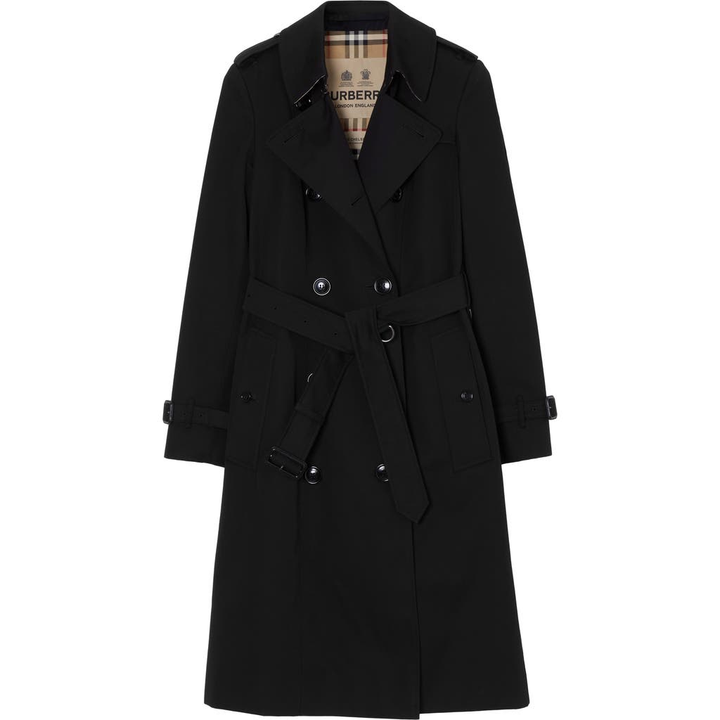 Burberry Long Chelsea Heritage Trench Coat In Black