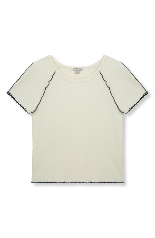 Shop Habitual Kids Kids' Lettuce Edge Rib T-shirt In Off-white