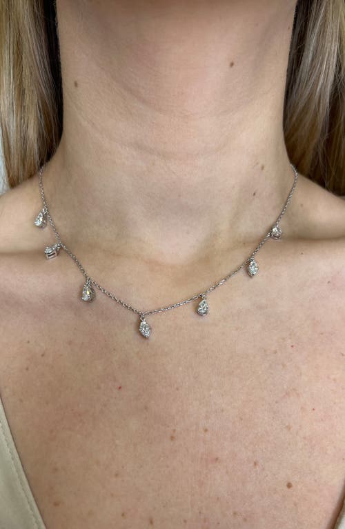 Lab Created Diamond Charm Choker Necklace in 14K White Gold