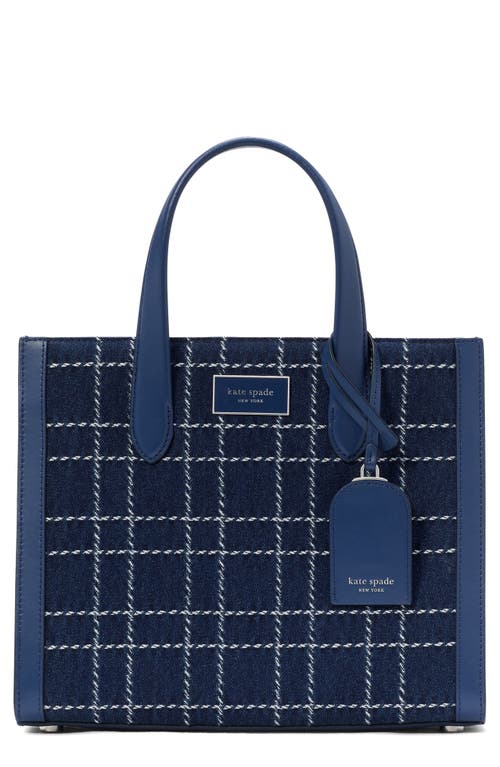 Kate Spade New York small manhattan denim & leather tote in Indigo Multi at Nordstrom