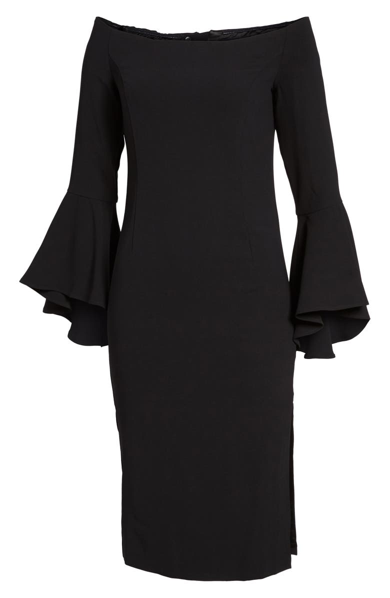 BARDOT 'Solange' Off the Shoulder Midi Dress, Main, color, 001