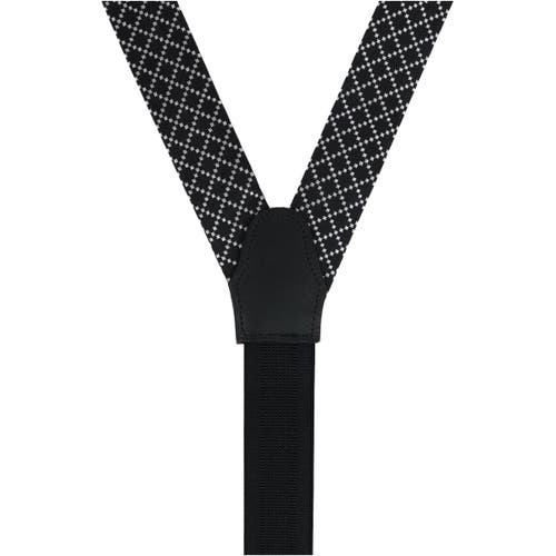 Trafalgar Rowan Geometric Pattern Silk Button End Suspenders In Black