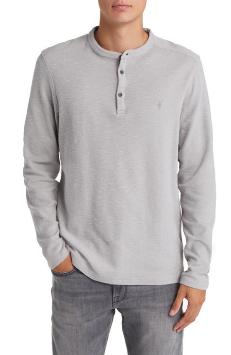 Essentials Men's Long-Sleeve Henley Shirt (charcoal  heather/burgundy), Men's Fashion, Tops & Sets, Tshirts & Polo Shirts on  Carousell