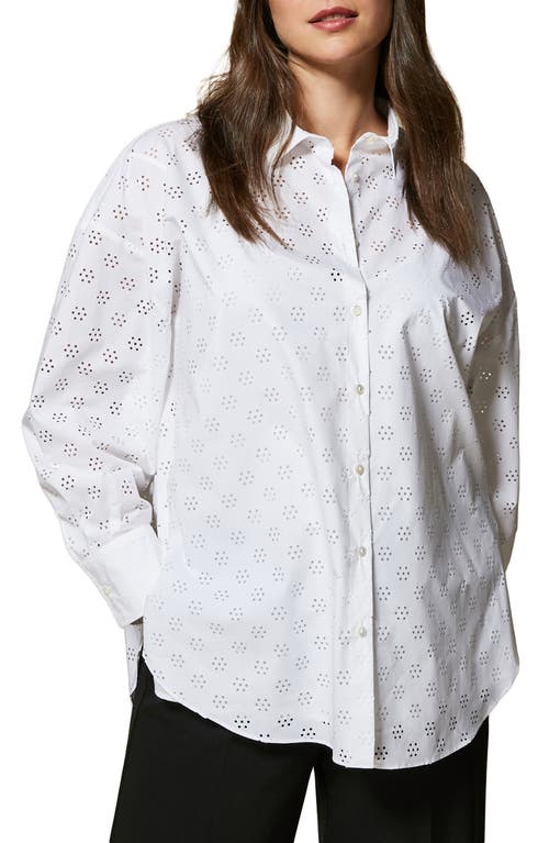 Marina Rinaldi Fado Eyelet Cotton Shirt in White