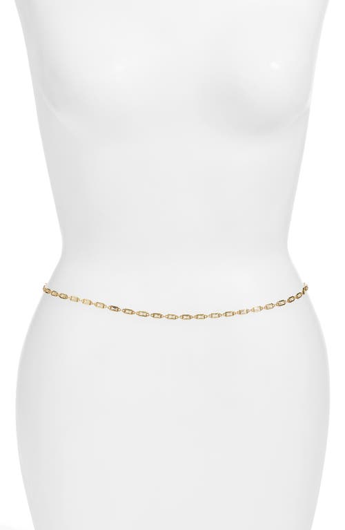 Rectangular Crystal Station Belly Chain in Clear/Gold