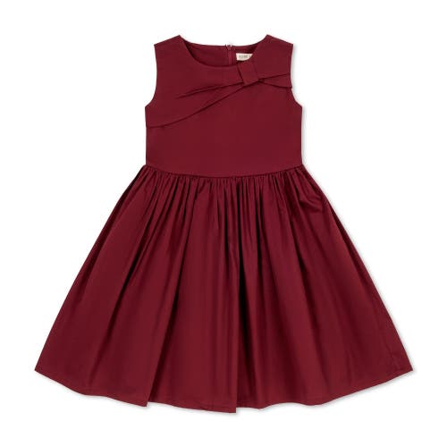 Hope & Henry Baby Girls' Organic Asymmetrical Bow Party Dress, Infant In Oxblood Sateen