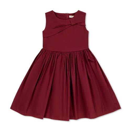 Shop Hope & Henry Girls' Organic Asymmetrical Bow Party Dress, Toddler In Oxblood Sateen