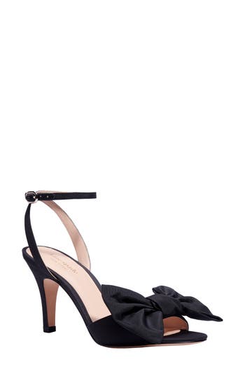 Kate Spade Gloria Satin Bow Ankle-strap Pumps In Black
