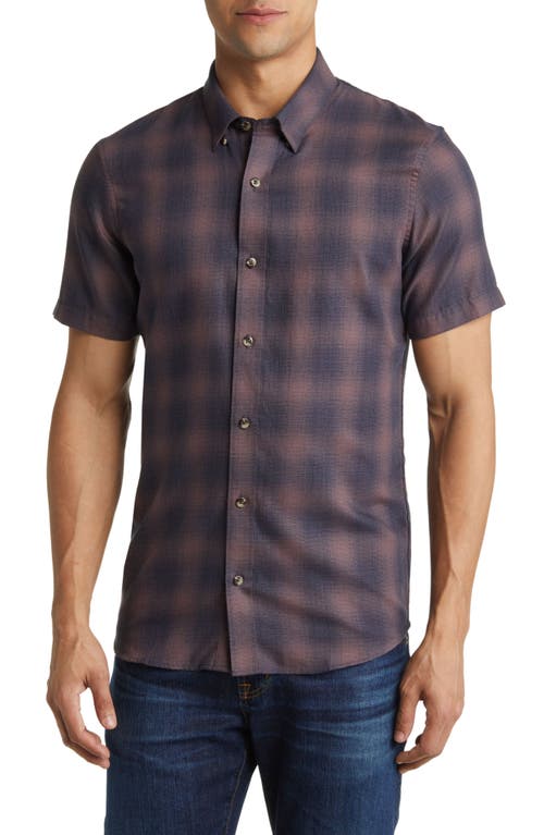 TravisMathew Down the Middle Check Short Sleeve Button-Up Shirt in Flint