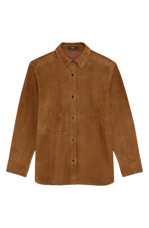Theory Women's Leather Long-sleeve Shirt In Teak