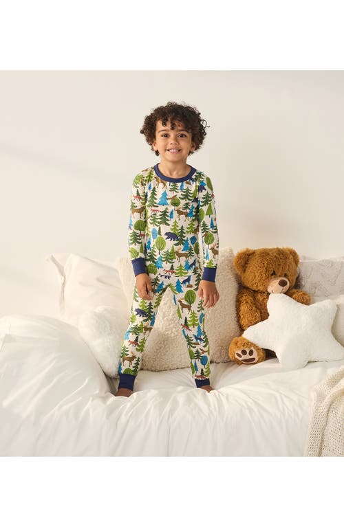 Shop Hatley Kids' Forest Scene Print Fitted Two-piece Pajamas In Oatmeal Melange