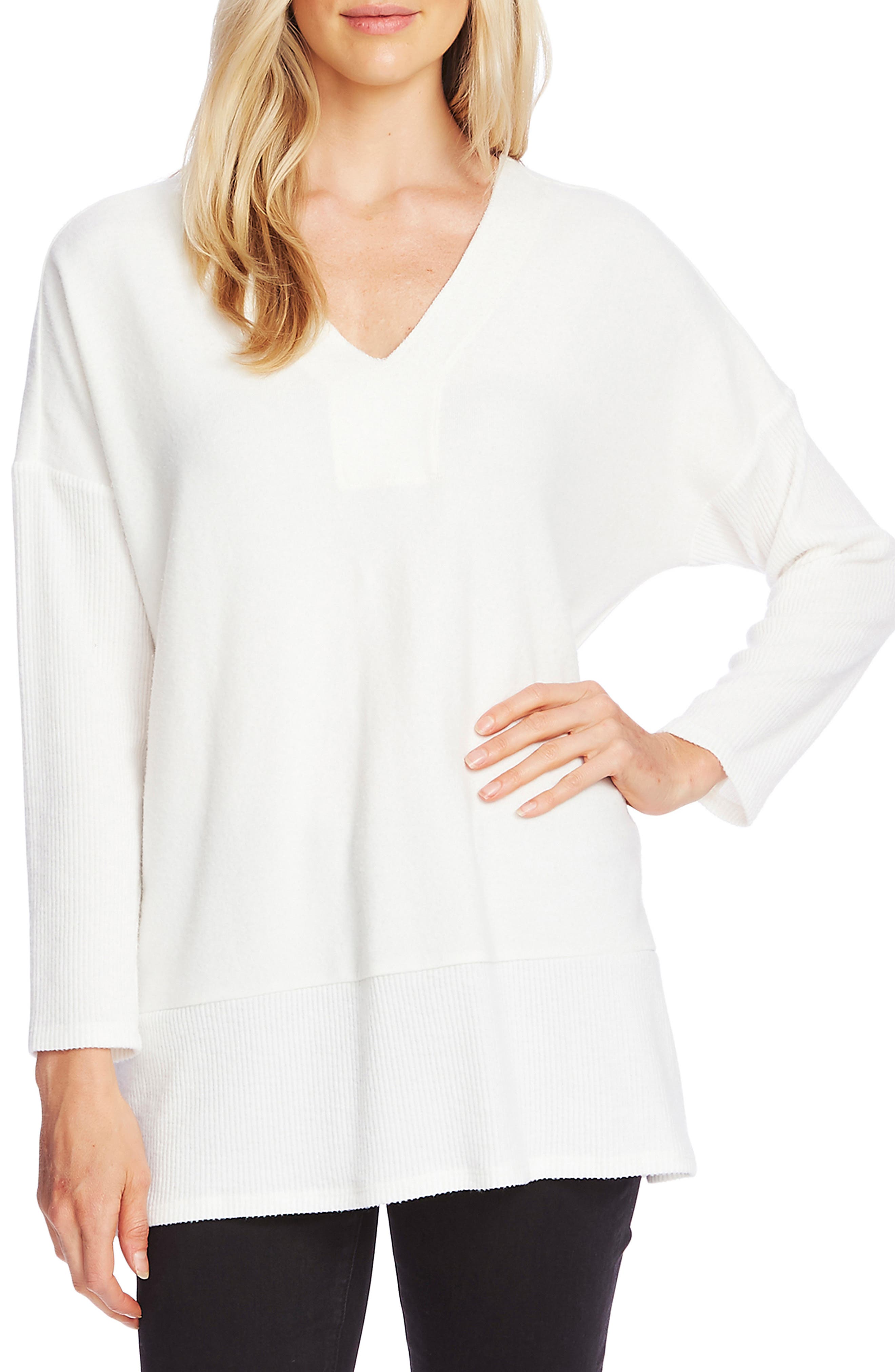 Vince Camuto Sweaters Ribbed Detail Tunic Sweater