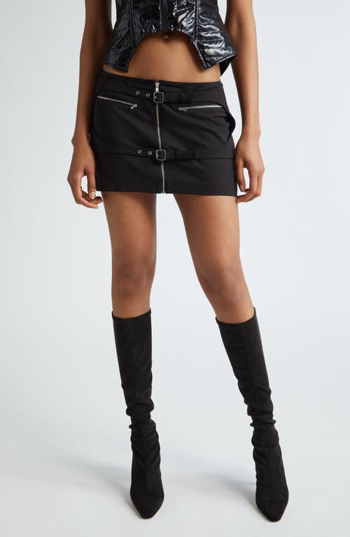 Miaou Gianna Double Belted Miniskirt Black at Nordstrom,