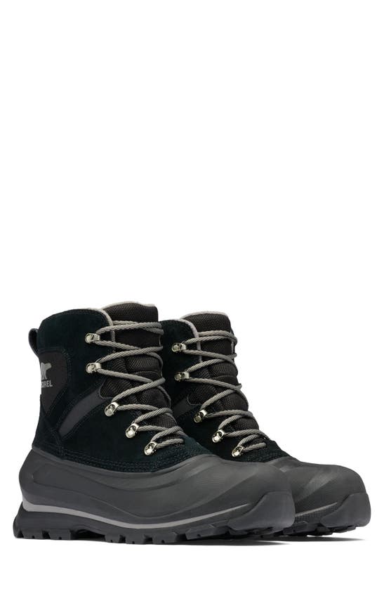 Sorel Buxton Waterproof Snow Boot In Black/ Quarry